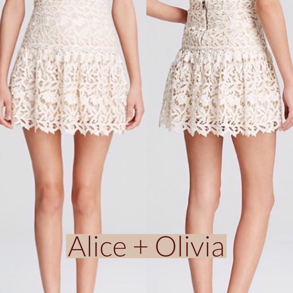 🚫SOLD🚫 Alice + Olivia Cream Lace Mini Skirt Sz 6/M EUC